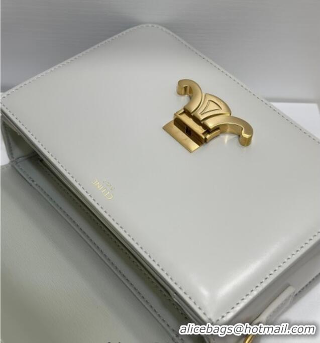 Good Taste Celine Teen Triomphe Mini Bag in Shiny Calfskin Leather 188423 Chalk White 2026