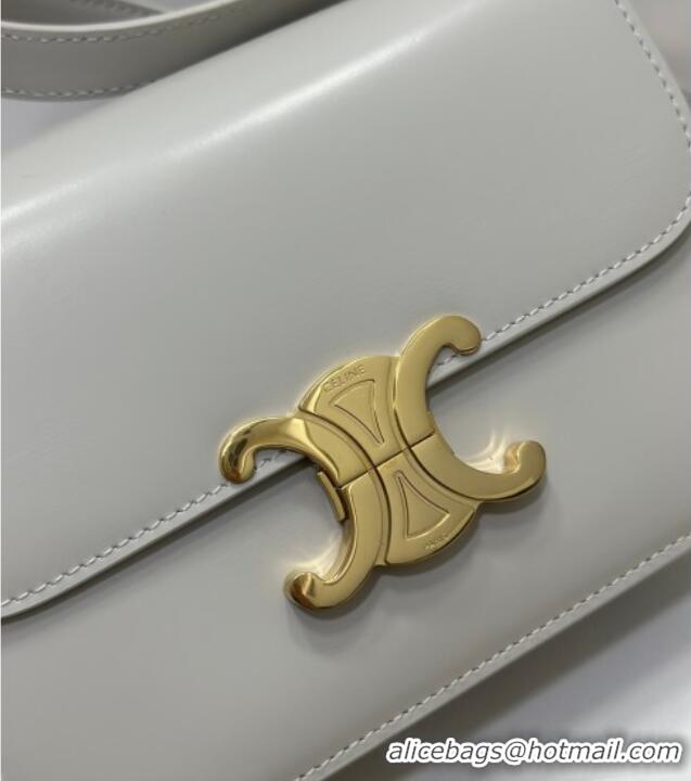 Good Taste Celine Teen Triomphe Mini Bag in Shiny Calfskin Leather 188423 Chalk White 2026