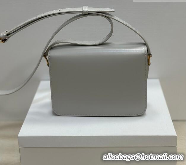 Good Taste Celine Teen Triomphe Mini Bag in Shiny Calfskin Leather 188423 Chalk White 2026