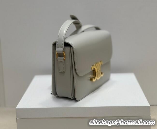 Good Taste Celine Teen Triomphe Mini Bag in Shiny Calfskin Leather 188423 Chalk White 2026
