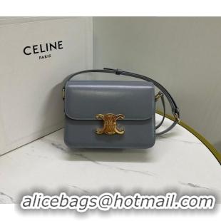 Top Grade Celine Teen Triomphe Mini Bag in Shiny Calfskin Leather 188423 Blue Grey 2026