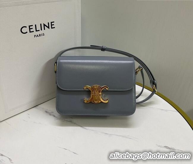 Top Grade Celine Teen Triomphe Mini Bag in Shiny Calfskin Leather 188423 Blue Grey 2026