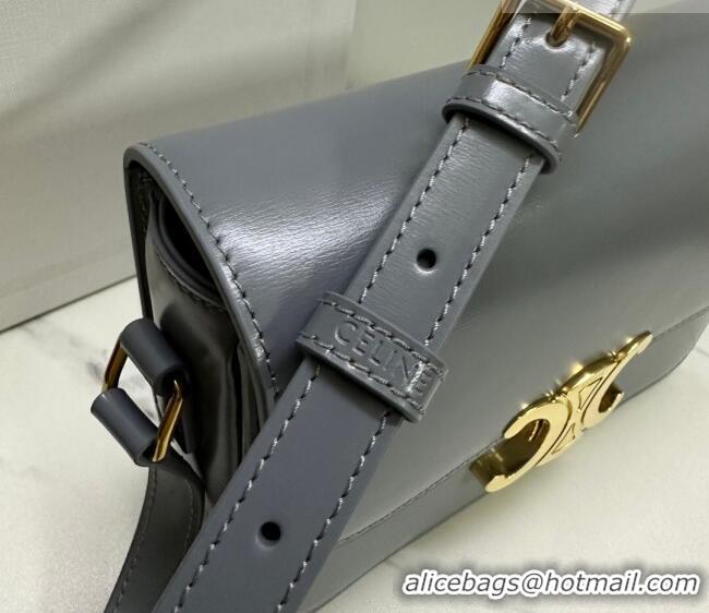 Top Grade Celine Teen Triomphe Mini Bag in Shiny Calfskin Leather 188423 Blue Grey 2026