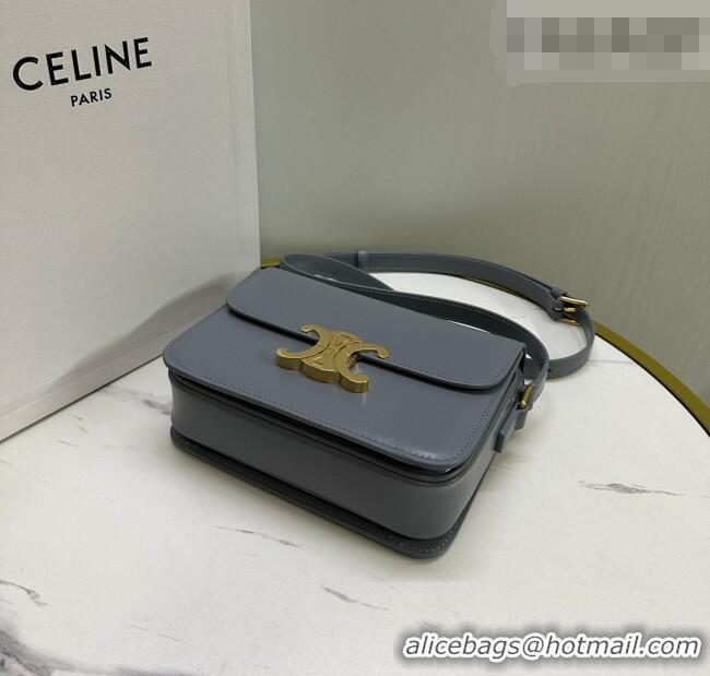 Top Grade Celine Teen Triomphe Mini Bag in Shiny Calfskin Leather 188423 Blue Grey 2026