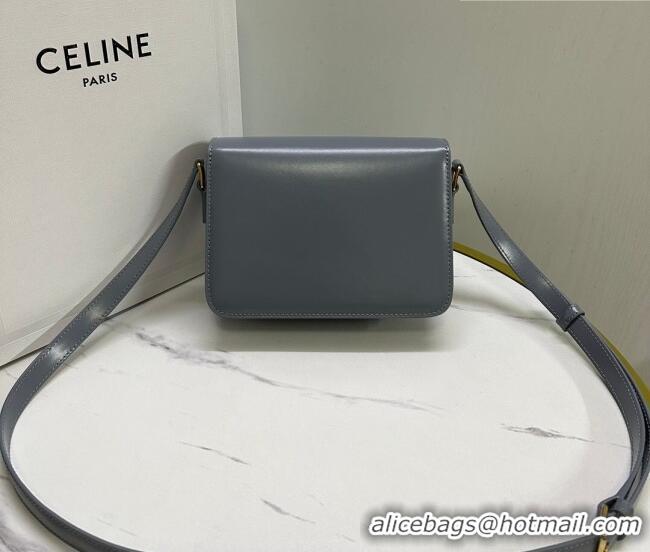 Top Grade Celine Teen Triomphe Mini Bag in Shiny Calfskin Leather 188423 Blue Grey 2026