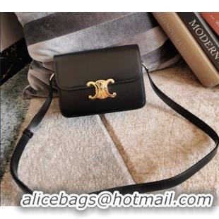 Top Design Celine Teen Triomphe Mini Bag in Shiny Calfskin Leather 188423 Black/Gold 2026