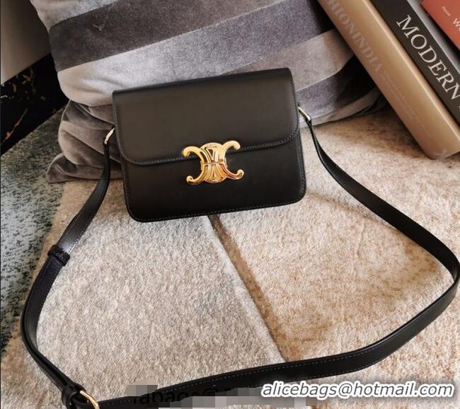 Top Design Celine Teen Triomphe Mini Bag in Shiny Calfskin Leather 188423 Black/Gold 2026