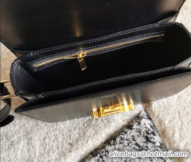 Top Design Celine Teen Triomphe Mini Bag in Shiny Calfskin Leather 188423 Black/Gold 2026