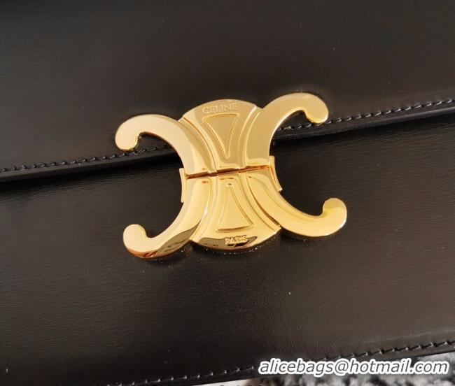 Top Design Celine Teen Triomphe Mini Bag in Shiny Calfskin Leather 188423 Black/Gold 2026