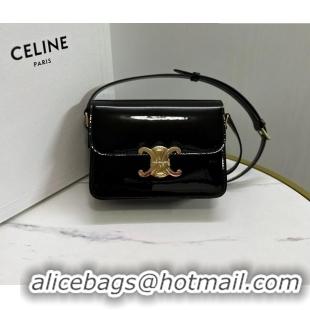 Best Price Celine Teen Triomphe Mini Bag in Patent Calfskin Leather 188423 Black/Gold 2026