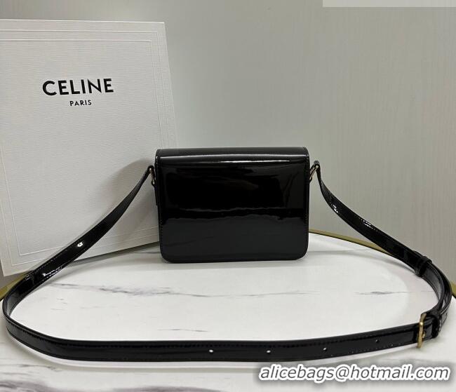 Best Price Celine Teen Triomphe Mini Bag in Patent Calfskin Leather 188423 Black/Gold 2026