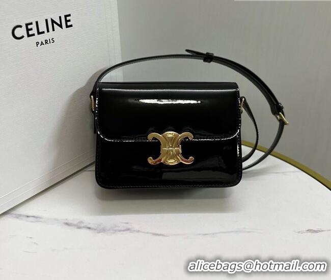 Best Price Celine Teen Triomphe Mini Bag in Patent Calfskin Leather 188423 Black/Gold 2026