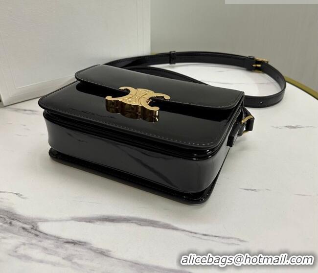 Best Price Celine Teen Triomphe Mini Bag in Patent Calfskin Leather 188423 Black/Gold 2026