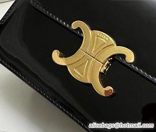 Best Price Celine Teen Triomphe Mini Bag in Patent Calfskin Leather 188423 Black/Gold 2026