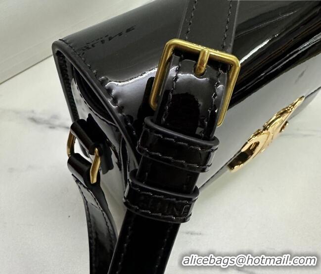 Best Price Celine Teen Triomphe Mini Bag in Patent Calfskin Leather 188423 Black/Gold 2026