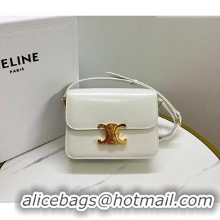 Cheapest Celine Teen Triomphe Mini Bag in Shiny Calfskin Leather 188423 White/Gold 2026