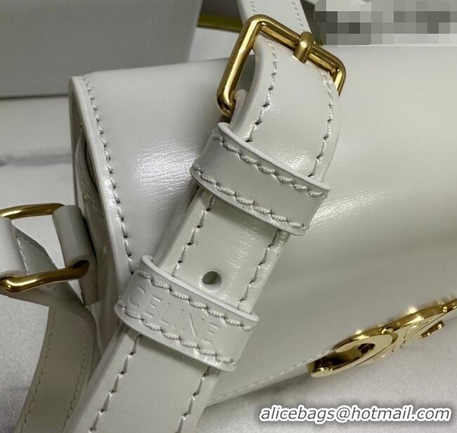 Cheapest Celine Teen Triomphe Mini Bag in Shiny Calfskin Leather 188423 White/Gold 2026