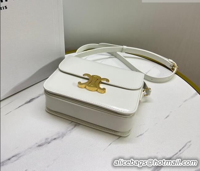 Cheapest Celine Teen Triomphe Mini Bag in Shiny Calfskin Leather 188423 White/Gold 2026