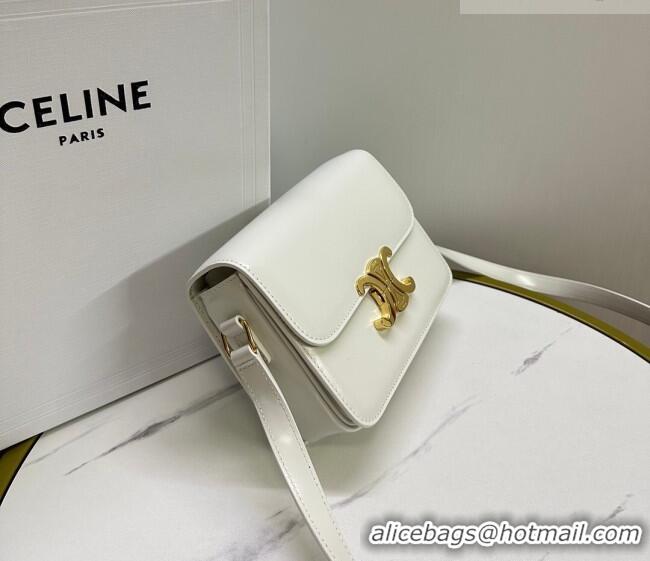 Cheapest Celine Teen Triomphe Mini Bag in Shiny Calfskin Leather 188423 White/Gold 2026