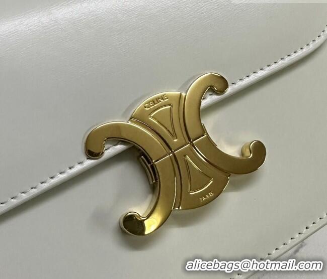 Cheapest Celine Teen Triomphe Mini Bag in Shiny Calfskin Leather 188423 White/Gold 2026