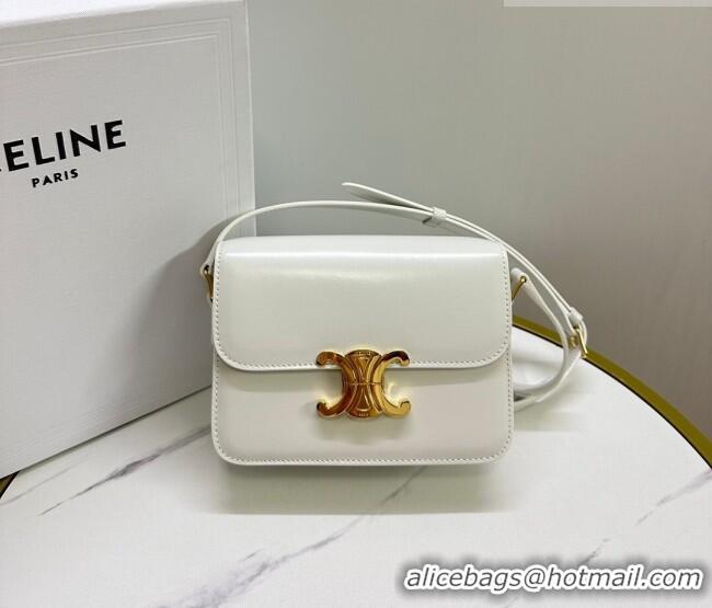 Cheapest Celine Teen Triomphe Mini Bag in Shiny Calfskin Leather 188423 White/Gold 2026