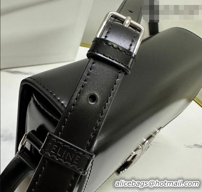 Grade Quality Celine Teen Triomphe Mini Bag in Shiny Calfskin Leather 188423 Black/Silver 2026