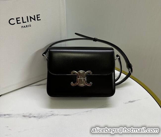 Grade Quality Celine Teen Triomphe Mini Bag in Shiny Calfskin Leather 188423 Black/Silver 2026