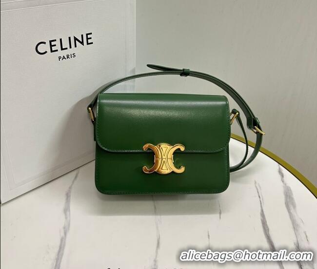 Top Design Celine Teen Triomphe Mini Bag in Shiny Calfskin Leather 188423 Amazon Green 2026
