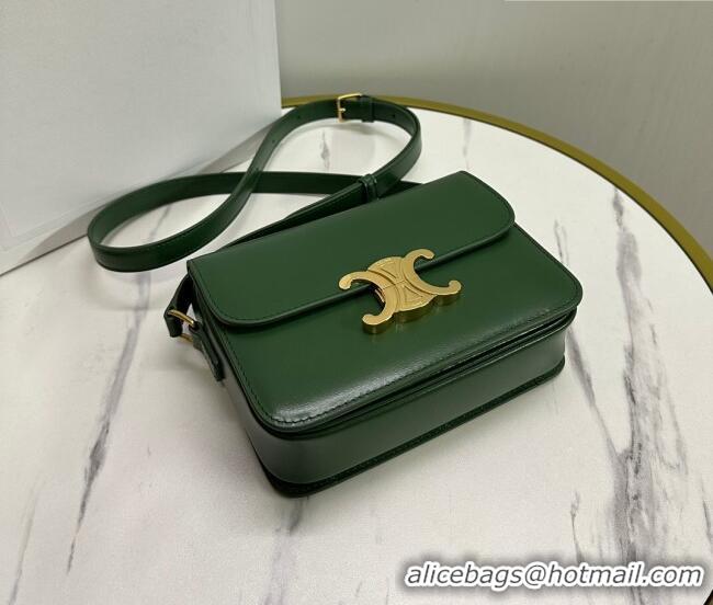 Top Design Celine Teen Triomphe Mini Bag in Shiny Calfskin Leather 188423 Amazon Green 2026