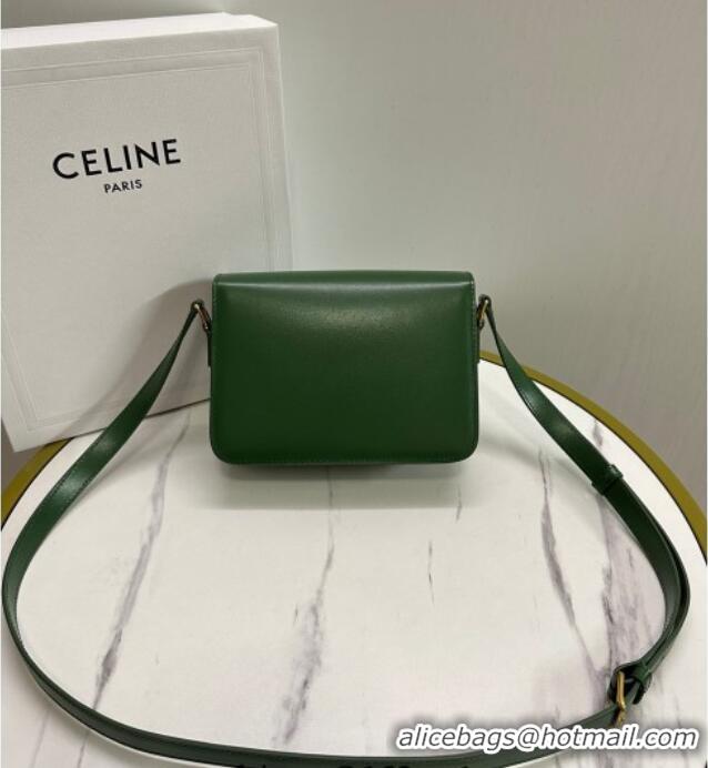 Top Design Celine Teen Triomphe Mini Bag in Shiny Calfskin Leather 188423 Amazon Green 2026
