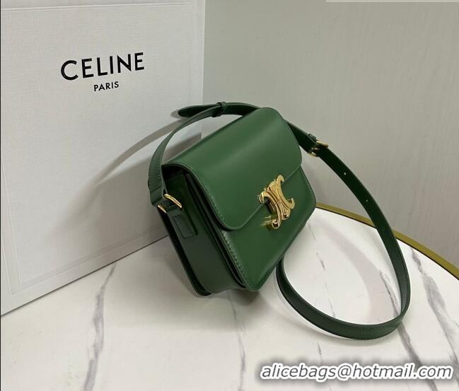 Top Design Celine Teen Triomphe Mini Bag in Shiny Calfskin Leather 188423 Amazon Green 2026