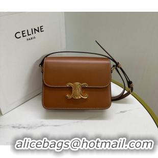 Good Product Celine Teen Triomphe Mini Bag in Shiny Calfskin Leather 188423 Tan Brown 2026
