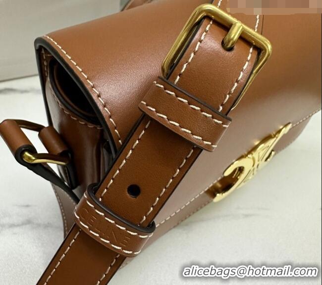 Good Product Celine Teen Triomphe Mini Bag in Shiny Calfskin Leather 188423 Tan Brown 2026