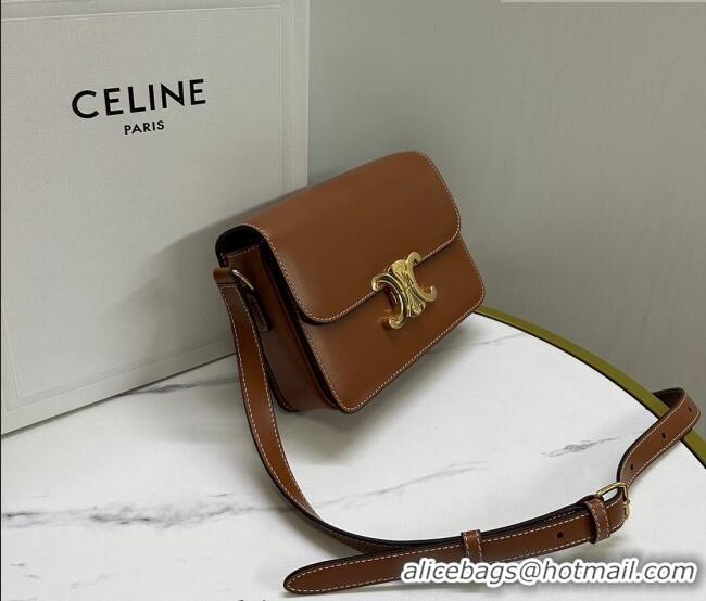 Good Product Celine Teen Triomphe Mini Bag in Shiny Calfskin Leather 188423 Tan Brown 2026