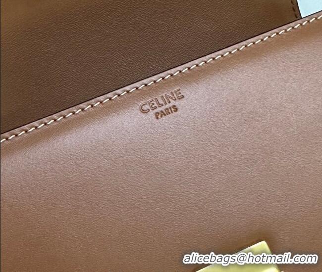 Good Product Celine Teen Triomphe Mini Bag in Shiny Calfskin Leather 188423 Tan Brown 2026