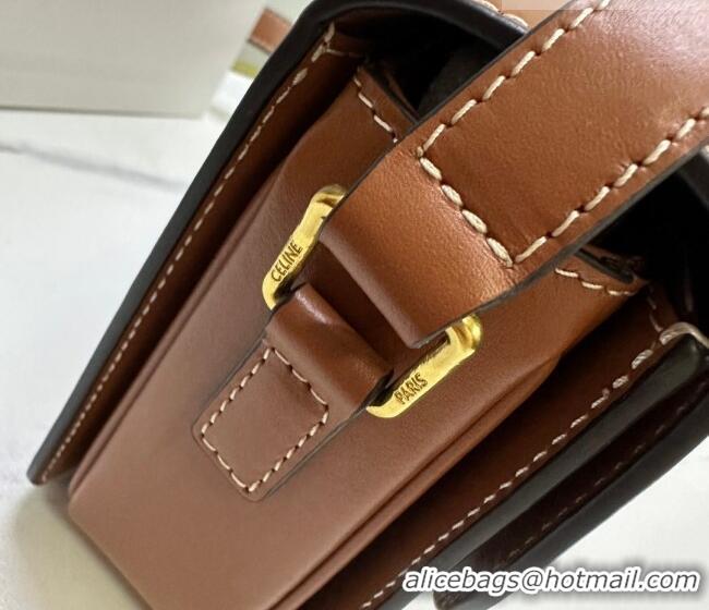Good Product Celine Teen Triomphe Mini Bag in Shiny Calfskin Leather 188423 Tan Brown 2026