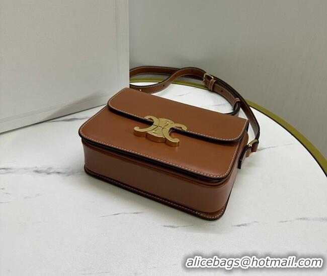 Good Product Celine Teen Triomphe Mini Bag in Shiny Calfskin Leather 188423 Tan Brown 2026