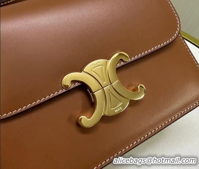 Good Product Celine Teen Triomphe Mini Bag in Shiny Calfskin Leather 188423 Tan Brown 2026