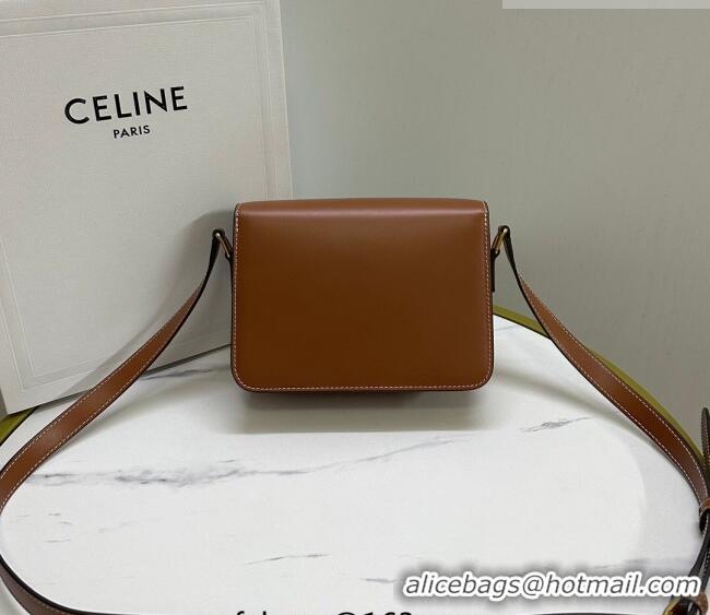 Good Product Celine Teen Triomphe Mini Bag in Shiny Calfskin Leather 188423 Tan Brown 2026