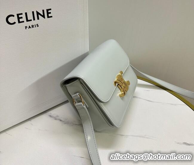Buy Fashionable Celine Teen Triomphe Mini Bag in Shiny Calfskin Leather 188423 Soft Blue 2026