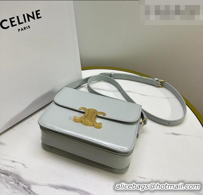 Buy Fashionable Celine Teen Triomphe Mini Bag in Shiny Calfskin Leather 188423 Soft Blue 2026