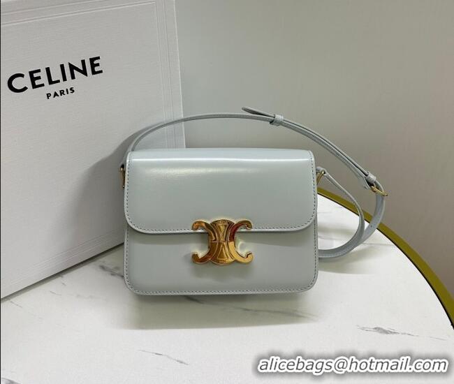 Buy Fashionable Celine Teen Triomphe Mini Bag in Shiny Calfskin Leather 188423 Soft Blue 2026