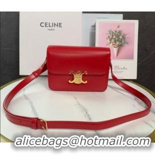 Top Design Celine Teen Triomphe Mini Bag in Shiny Calfskin Leather 188423 Red 2026
