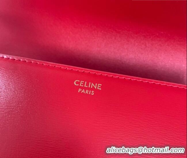 Top Design Celine Teen Triomphe Mini Bag in Shiny Calfskin Leather 188423 Red 2026