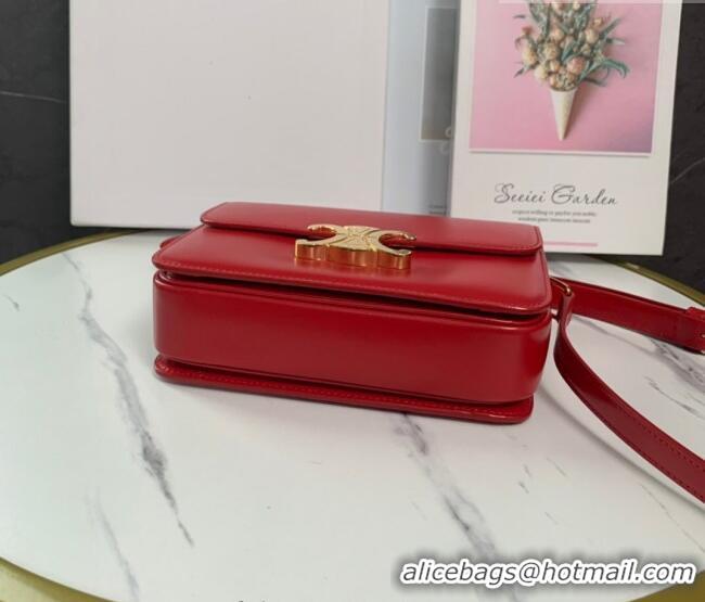 Top Design Celine Teen Triomphe Mini Bag in Shiny Calfskin Leather 188423 Red 2026