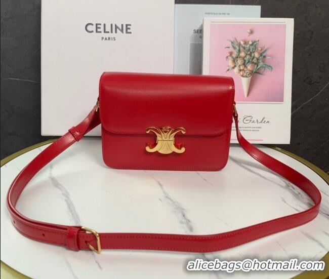 Top Design Celine Teen Triomphe Mini Bag in Shiny Calfskin Leather 188423 Red 2026