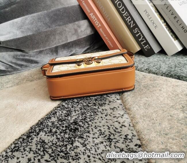 Luxury Cheap Celine Teen Triomphe Bag in Canvas and Calfskin Leather 188423 White 2026