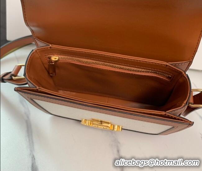 Best Price Celine Teen Triomphe Mini Bag in Linen Canvas and Calfskin Leather 188423 Beige 2026