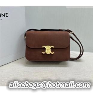 Top Grade Celine Classique Triomphe Bag in Grained Nubuck Chestnut 187366 Brown 2026
