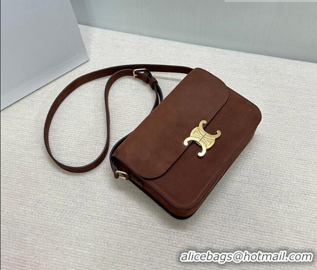 Top Grade Celine Classique Triomphe Bag in Grained Nubuck Chestnut 187366 Brown 2026